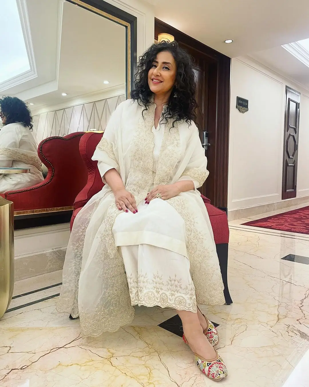 Bollywood Actress Manisha Koirala Images in White Dress